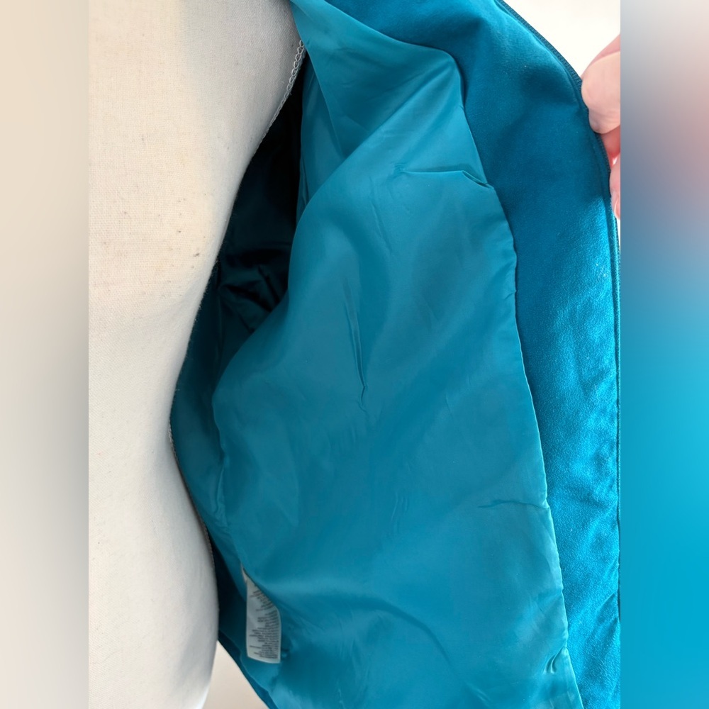 TanJay Women’s Teal Faux-Suede Zip Front Jacket Size 14 Petite - Picture 8 of 14